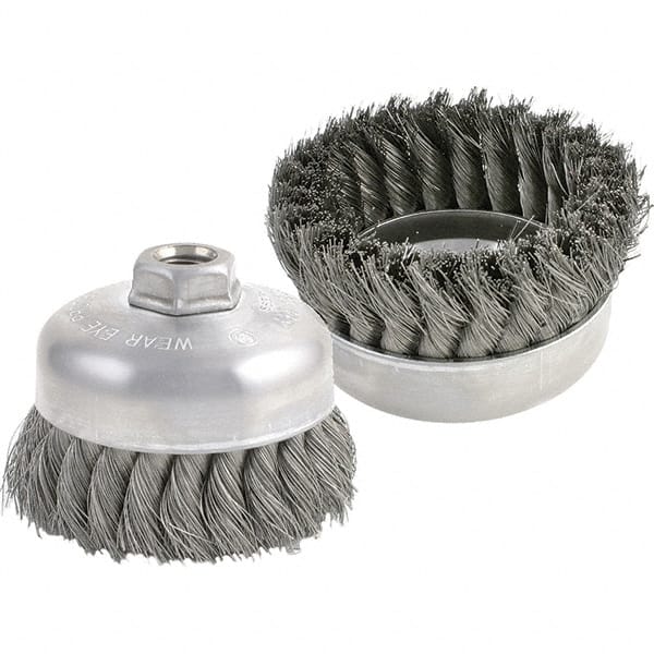 Brush Research Mfg. - Cup Brush: 4″ Dia, 0.0118″ Wire Dia, Carbon Steel,  Knotted - 47989991 - MSC Industrial Supply