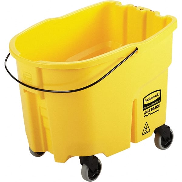 Rubbermaid 2064914 Mop Buckets & Wringers; Bucket Color: Yellow; Features: 80% Less Splashing; Reducing Splash up to 80% Versus Leading Competitors; Molded-in WaveBrake Baffles Disrupt Wave Formation; Convenient Drain Foot-Operated Drain; Bucket Material: Plastic; Overall L 
