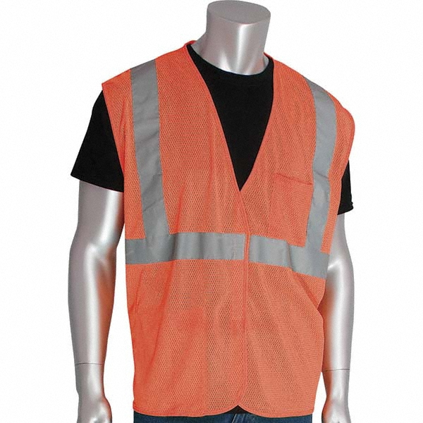 High Visibility Vest:  Medium, General Purpose Vest,  ANSI Class 2  - Hi-Vis Orange,  2 Pocket 