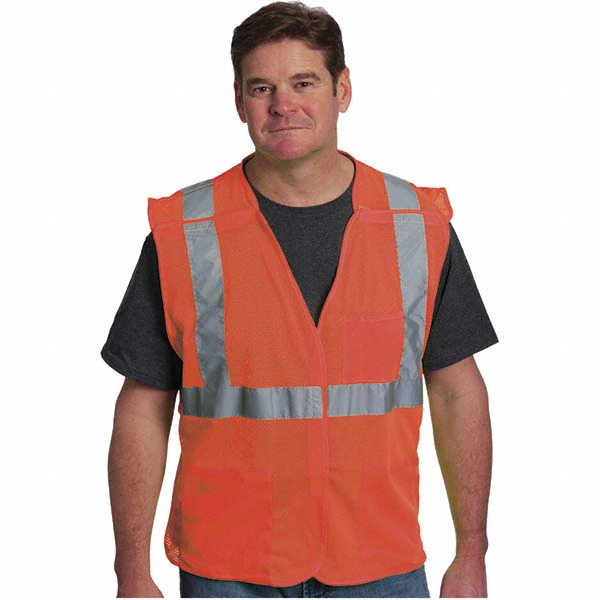 High Visibility Vest:  Medium, Breakaway Vest,  ANSI Class 2  - Hi-Vis Orange,  3 Pocket 