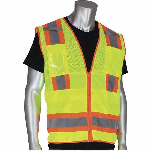 PiP High Visibility Vest: ANSI Class 2, Surveyor's, Size 3X-Large - Lime, Zipper Closure, 10 Pocket | Part #302-0700-LY/3X