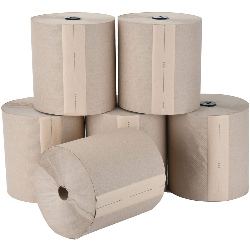 Paper Towels: Hard Roll, 6 Rolls, 1 Ply, Recycled Fiber