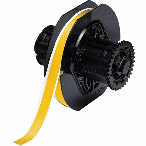 Label Maker Label: Yellow, Vinyl, 100" OAL, 1 Roll