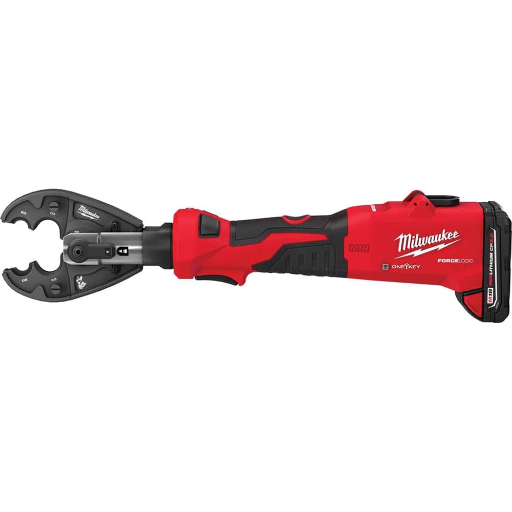 Power Crimper: 12,000 lb Capacity, Lithium-ion Battery Included, Inline Handle, 18V