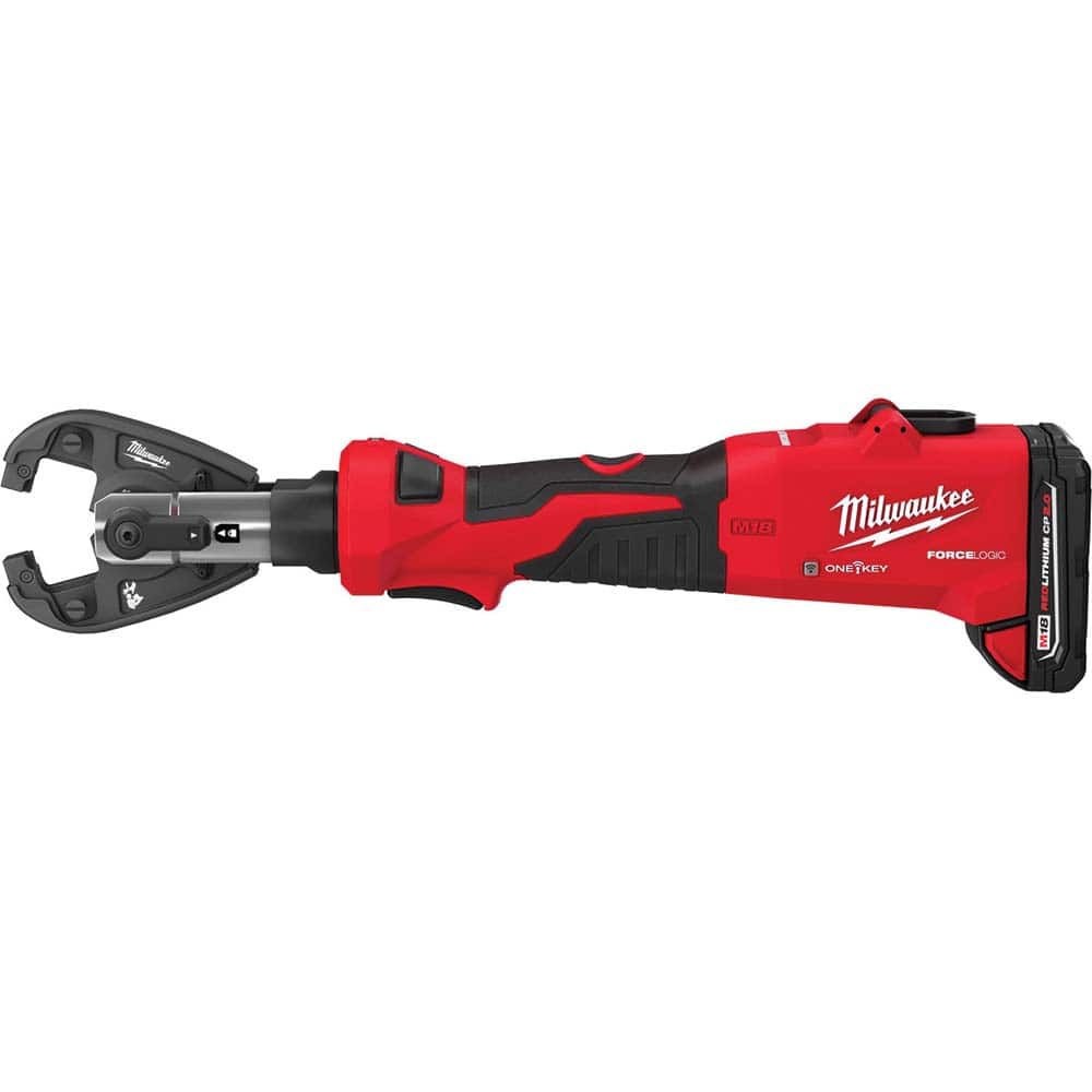 Power Crimper: 12,000 lb Capacity, Lithium-ion Battery Included, Inline Handle, 18V