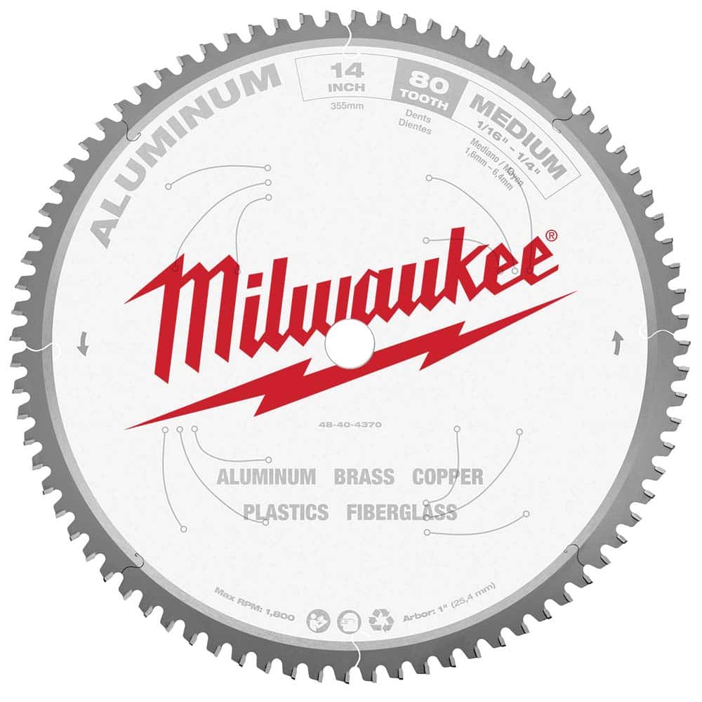 Milwaukee Tool Wet  Dry Cut Saw Blade: 14″ Dia, 20″ Arbor Hole, 0.126″  Kerf Width, 80 Teeth 48132989 MSC Industrial Supply