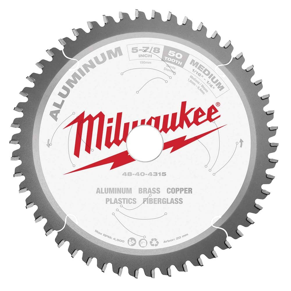 Milwaukee Tool 48-40-4315 Wet & Dry Cut Saw Blade: 5-7/8" Dia, 20" Arbor Hole, 0.071" Kerf Width, 50 Teeth 