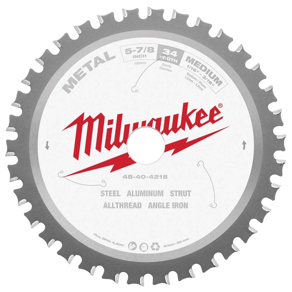 Milwaukee Tool 48-40-4215 Wet & Dry Cut Saw Blade: 5-7/8" Dia, 20" Arbor Hole, 0.063" Kerf Width, 34 Teeth 