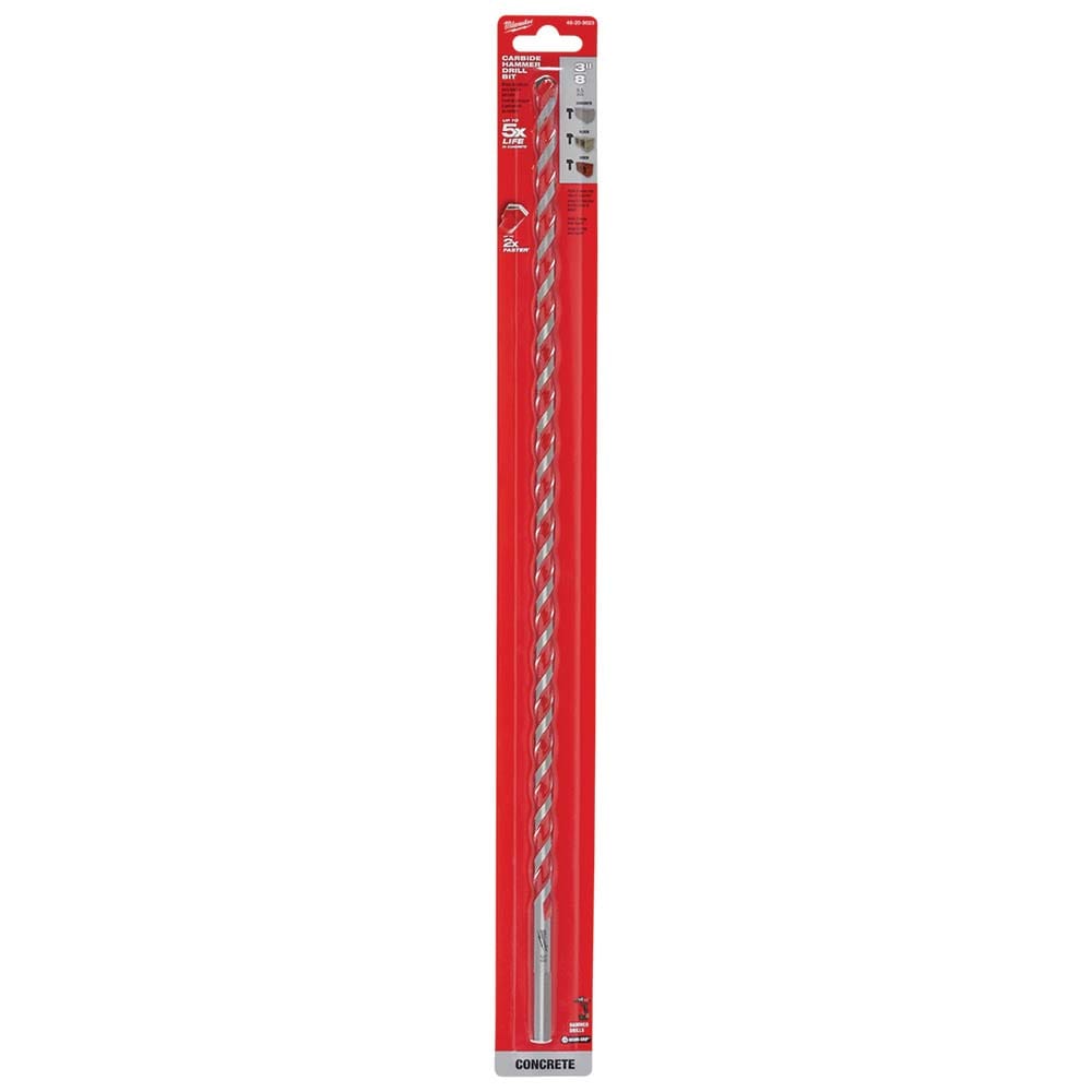 Milwaukee Tool 48-20-9023 Rotary Drill/Hammer Drill Bits; Drill Bit Size (Inch): 3/8 ; Shank Type: Three Flat ; Drill Bit Material: Carbide Tipped; High Speed Steel ; Shank Diameter (Inch): 3/8 ; Flute Length (Inch): 16 ; Flute Length (Decimal Inch): 16.0000 