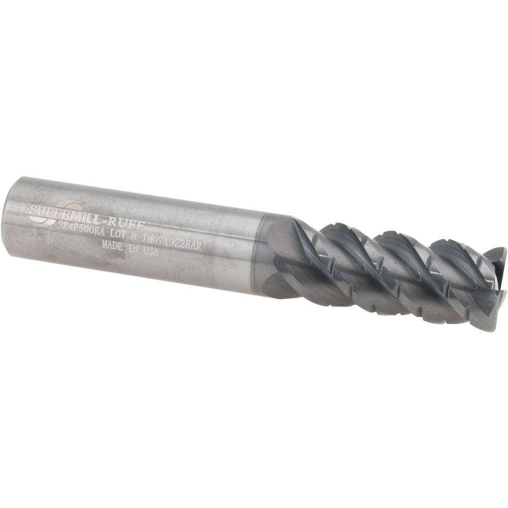Roughing & Finishing End Mill: 1/2" Dia, 4 Flutes, 0.03" Corner Radius, Corner Radius End, Chipbreaker