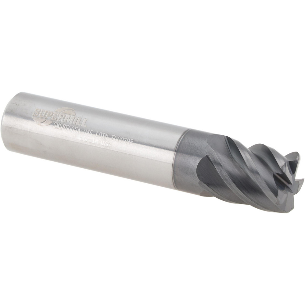 Corner Radius End Mill: 1/2" Dia, 5/8" LOC, 0.0450" Radius, 5 Flute, Solid Carbide