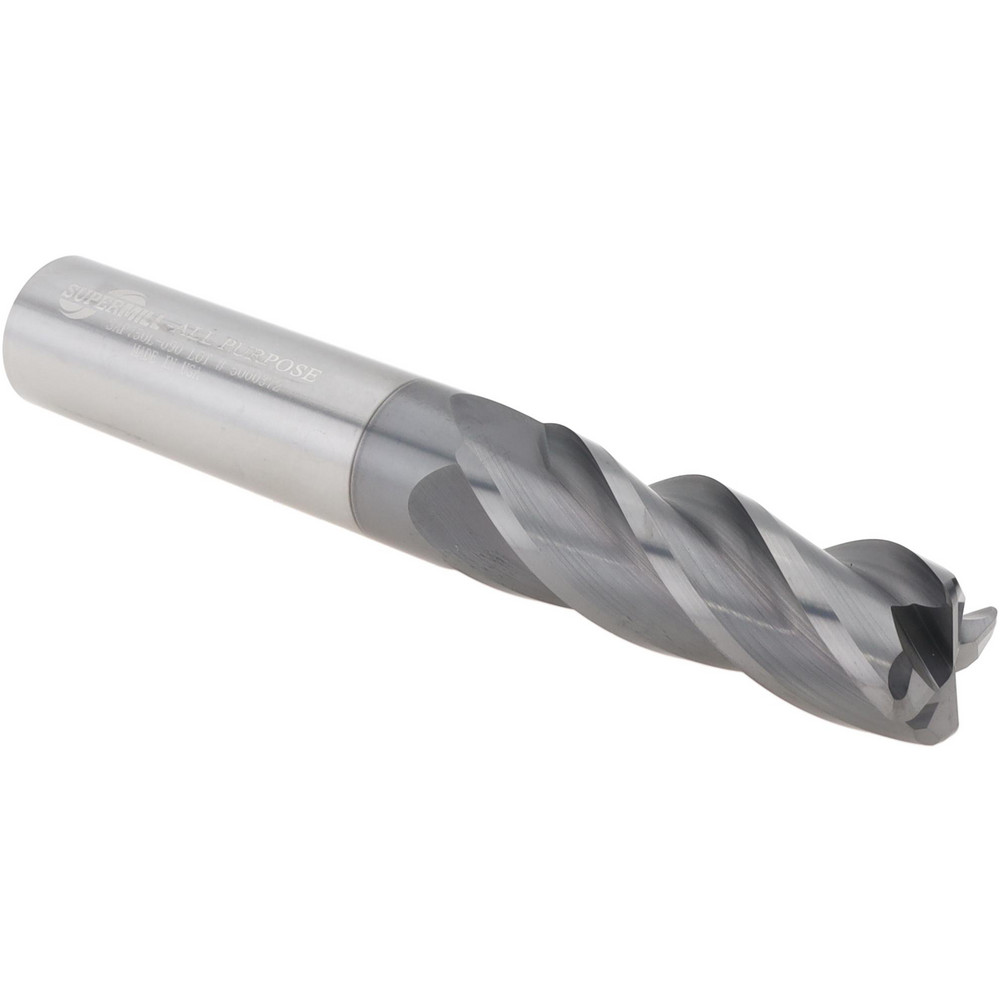 Corner Radius End Mill: 3/4" Dia, 2-1/4" LOC, 0.0900" Radius, 4 Flute, Solid Carbide