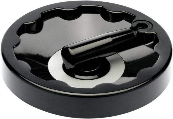3.94" Diam, Duroplast Handwheel with Fold Away Handle