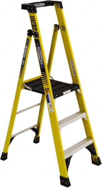 Werner PD7303 3-Step Ladder: Fiberglass, Type IAA, 3 OAH 