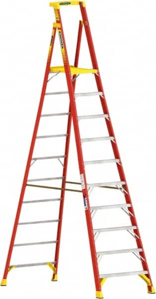 Werner PD6210 10-Step Ladder: Fiberglass, Type IA, 10 OAH 