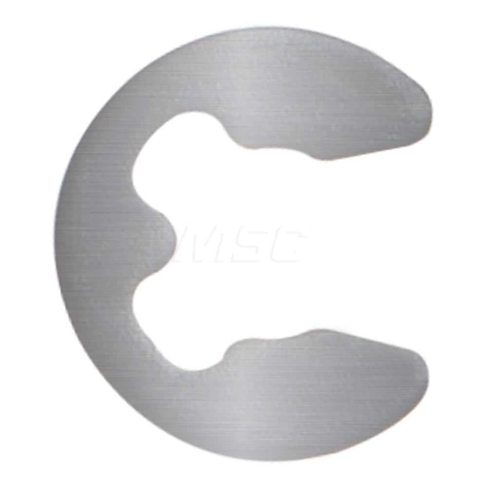 External E Style Retaining Ring: 0.303" Groove Dia, 3/8" Shaft Dia, 1060-1090 Spring Steel, Zinc-Plated