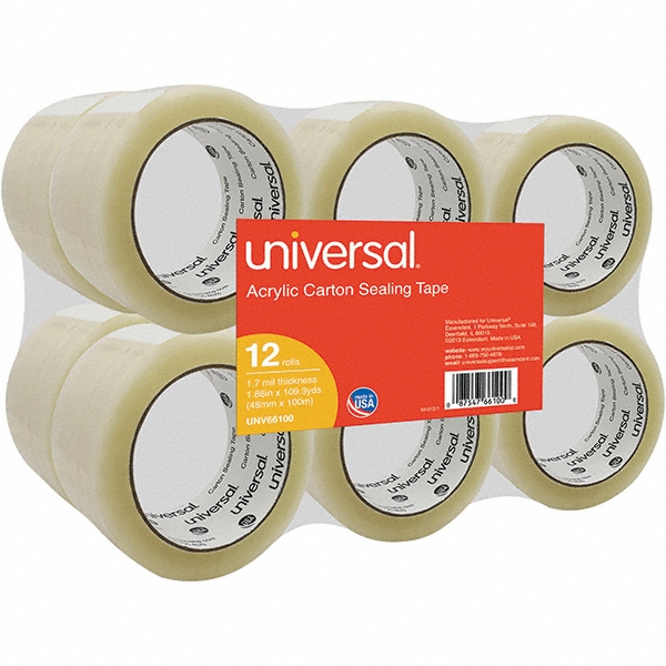 UNIVERSAL Pack of (12), 48mm x 100m Rolls of Clear Box Sealing