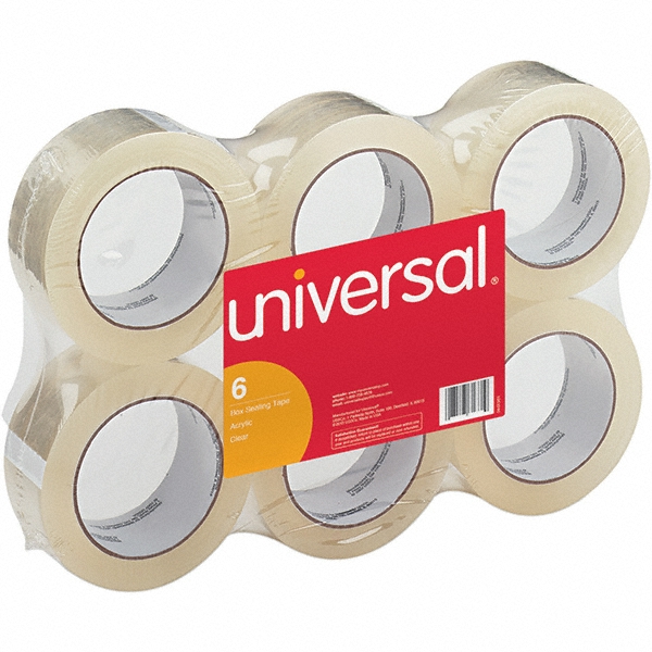 UNIVERSAL Pack of (6), 48mm x 100m Rolls, Clear Box Sealing & Label