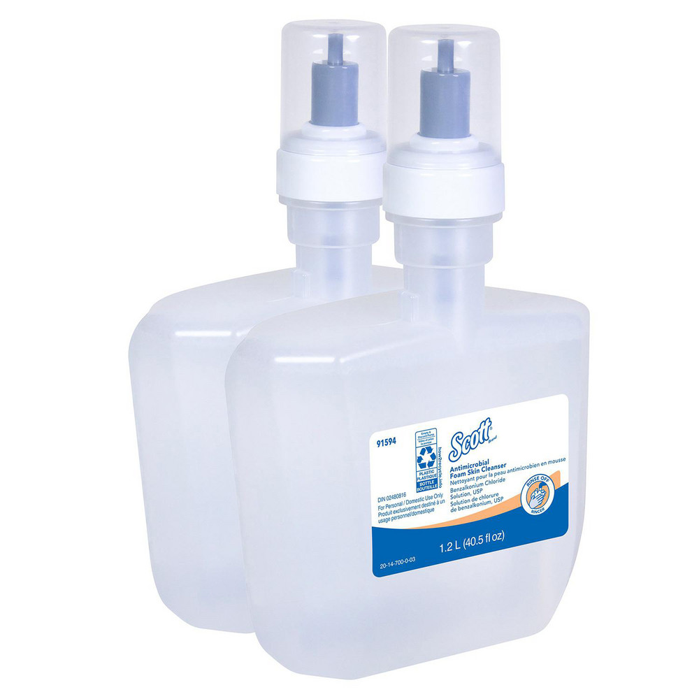Antimicrobial Foam Skin Cleanser, 1.2 L Automatic Hand Soap Refills, Clear, Unscented, 0.1% Benzalkonium Chloride