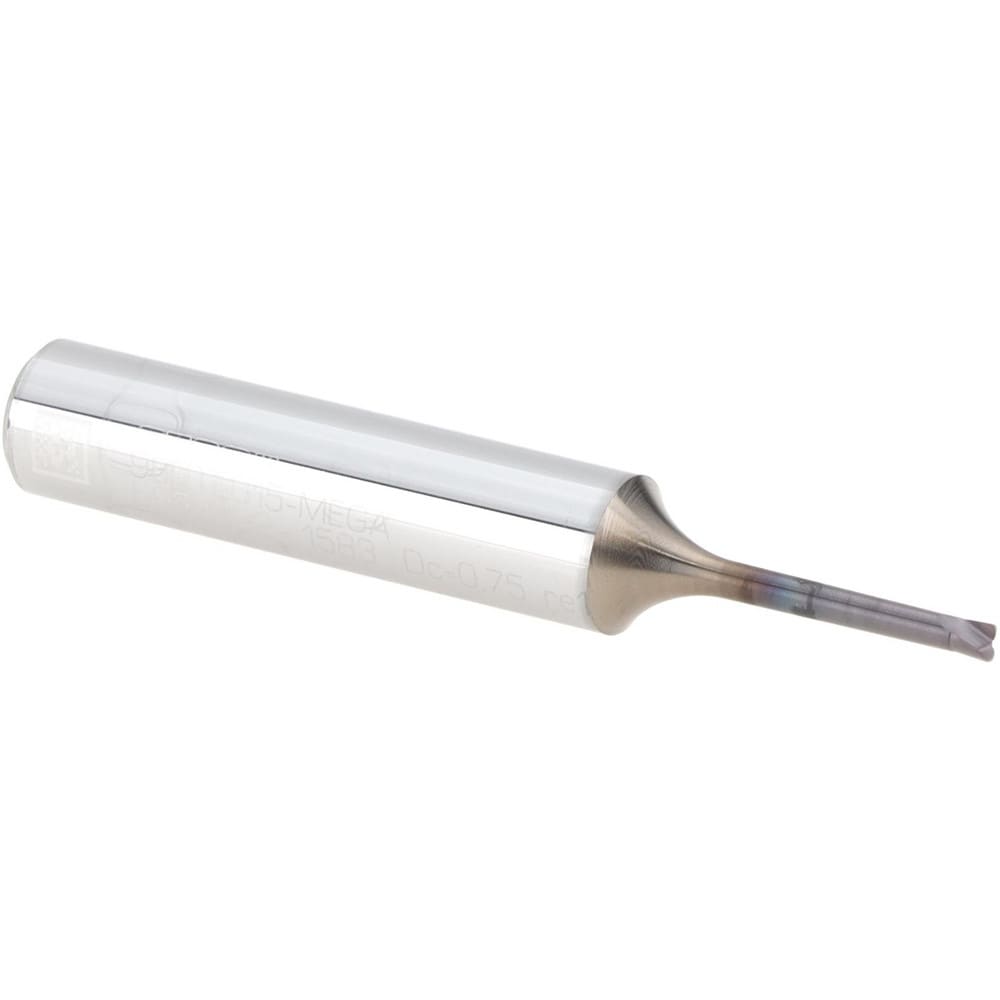 Corner Radius End Mill: 1.5 mm Dia, 0.1 mm LOC, 0.1 mm Radius, 2 Flutes, Solid Carbide