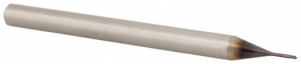 Corner Radius End Mill: 0.5 mm Dia, 0.7 mm LOC, 0.05 mm Radius, 2 Flutes, Solid Carbide