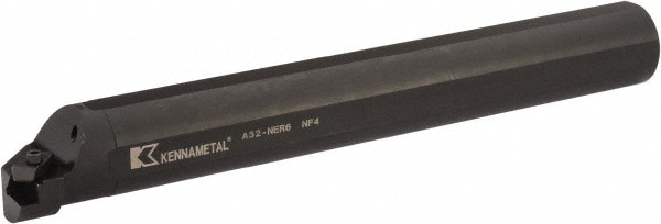 Indexable Boring Bar: A32NER6, 2-3/4" Min Bore Dia, Right Hand Cut, 2" Shank Dia, 3 ° Lead Angle, Steel