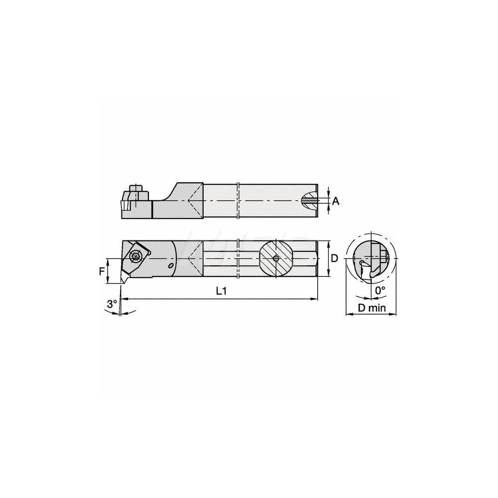 Kennametal - Indexable Boring Bar: E12NER2 KWH, 1-1/8″ Min Bore