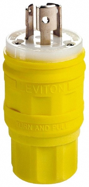 Straight Blade Plug: Industrial, 6-20P, 250VAC, Yellow