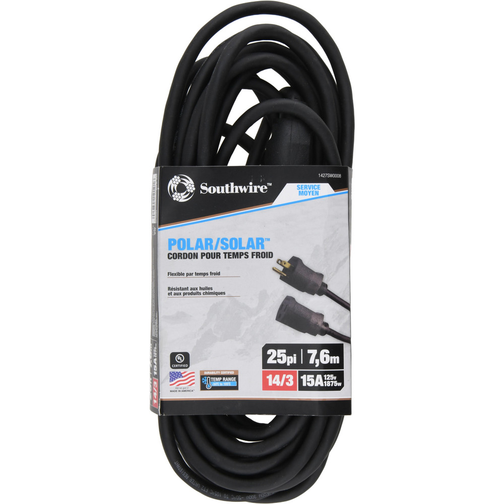 Southwire - 25', 14/3 Gauge/Conductors, Black Outdoor Extension