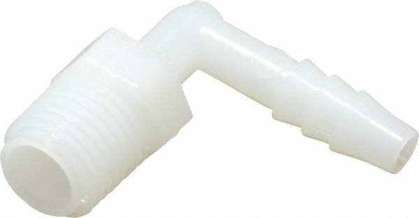 Barbed Tube Elbow: 1/4" Barbs, 1/4" NPT
