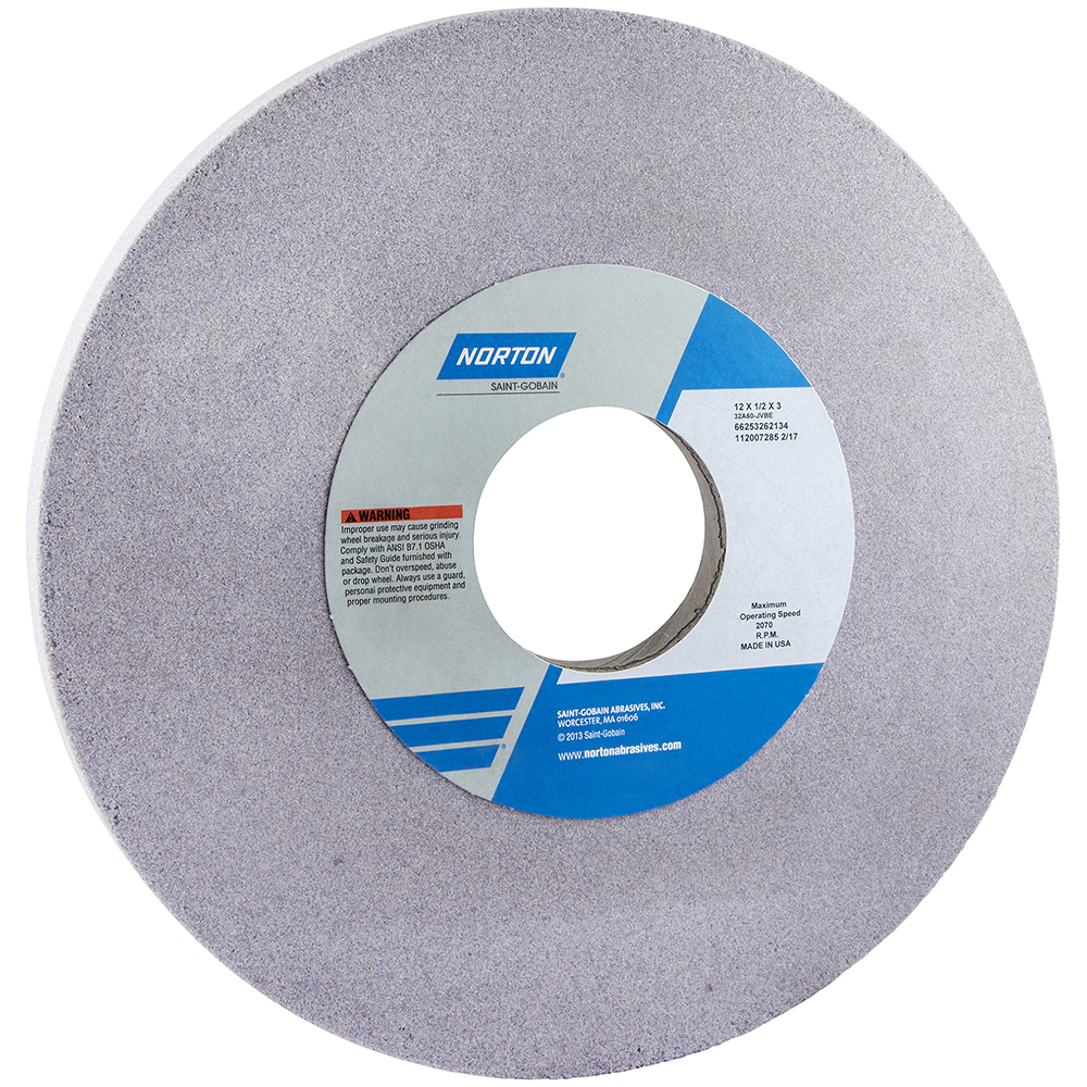 Norton Surface Grinding Wheel 12" Dia, 1/2" Thick, 3" Arbor, 80 Grit