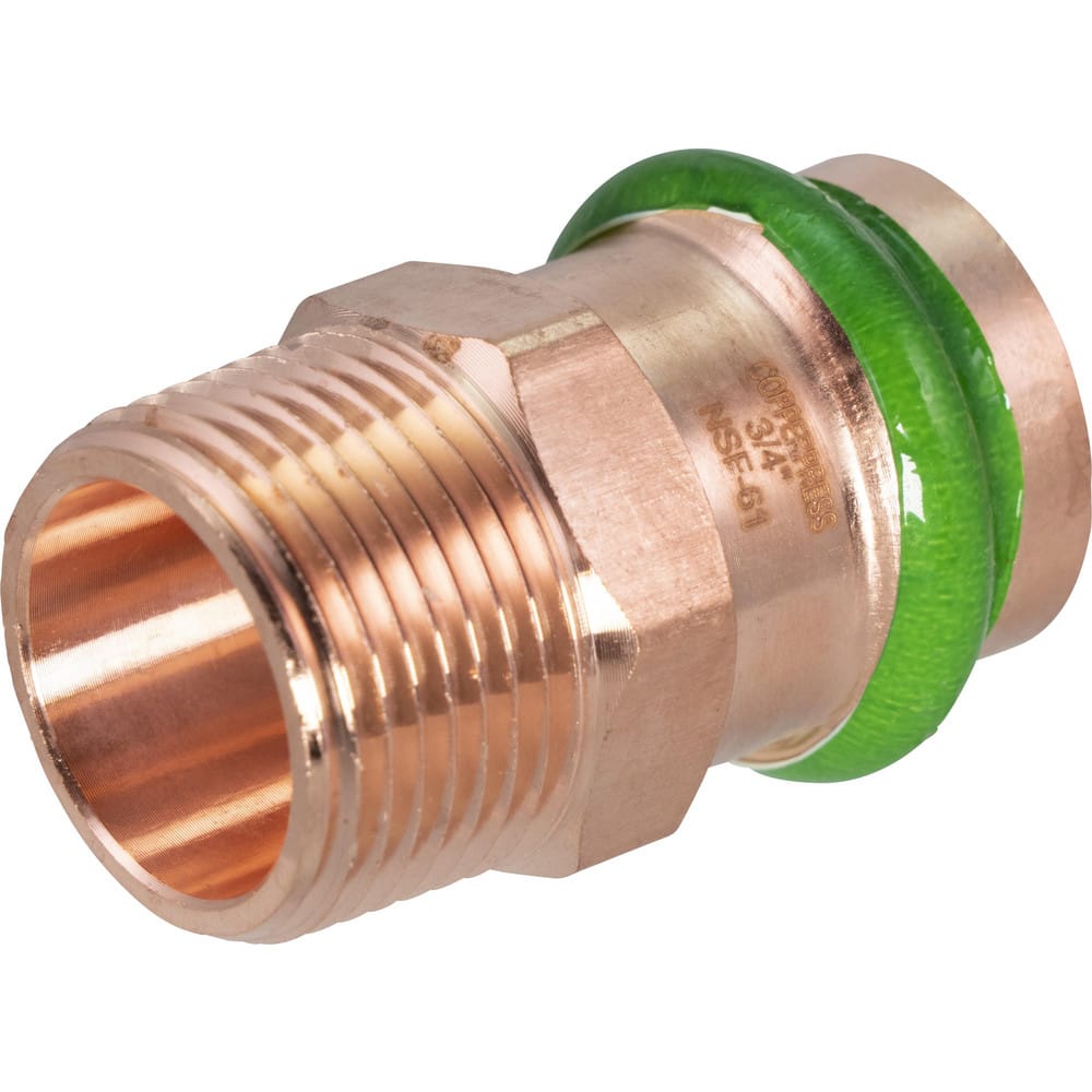 Merit Brass - Copper Pipe Fittings; Fitting Type: Male Adapter; Fitting  Size: 3/4 x 1; Style: Press Fitting; Connection Type: Push-to-Connect,  Threaded; Material: Copper; End Connection: Press x Thread; Thread  Standard: NPT;