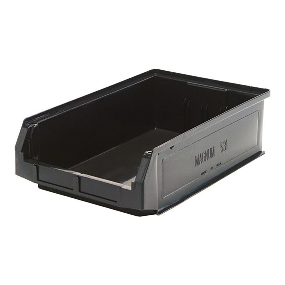 Stackbin Hopper With Lock Quantum Storage - Plastic Hopper Stacking Bin: Black | MSC Direct
