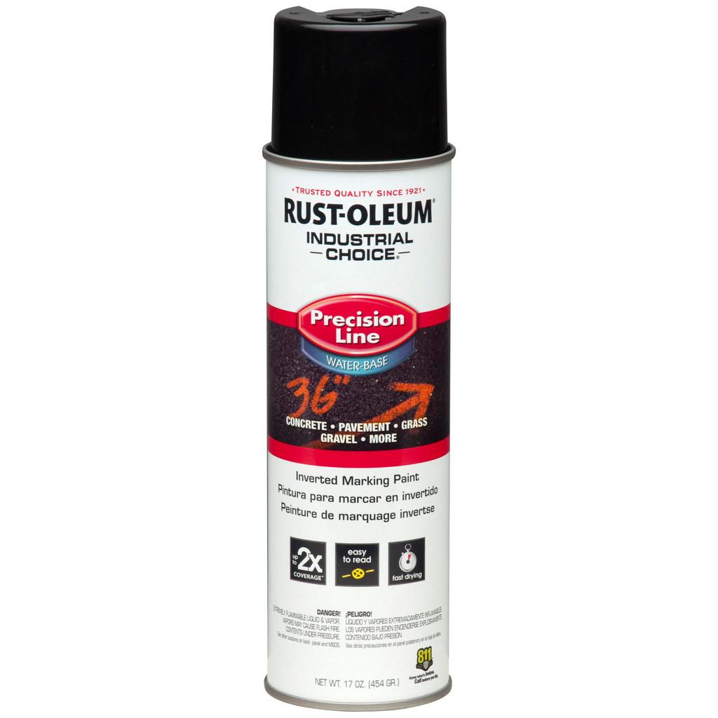 Rust-Oleum Industrial Choice M1800 Inverted Marking Spray Paint, Black, 17 oz - 600' to 700' Coverage at 1" Wide, Water-Based Formula | Part #1875838