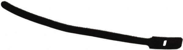 Hook & Loop Cable Tie: 9" Long, Black, Nylon & Polyethylene - 40 lb Tensile Strength, 2" Bundle Dia, Flame-Retardant