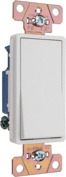 1 Pole, 120 to 277 VAC, 15 Amp, Specification Grade Rocker Wall Switch