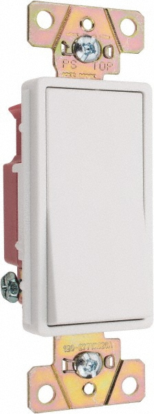 1 Pole, 120 to 277 VAC, 20 Amp, Specification Grade Rocker Wall Switch - White, -40 to 239&deg; F, 4.2" x 1.3"
