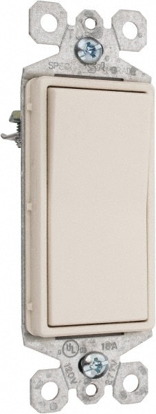 1 Pole, 120 to 277 VAC, 15 Amp, Specification Grade Rocker Wall Switch