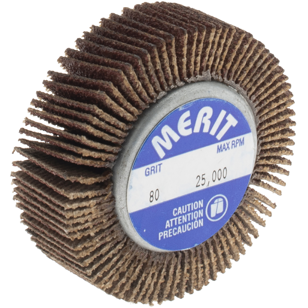 Merit Abrasives Mounted Flap Wheel 11/2" Dia, 1/2" Face Width, 80