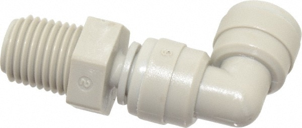 Push-To-Connect Tube Fitting: Male Swivel Elbow, 1/4" Thread, 1/4" OD