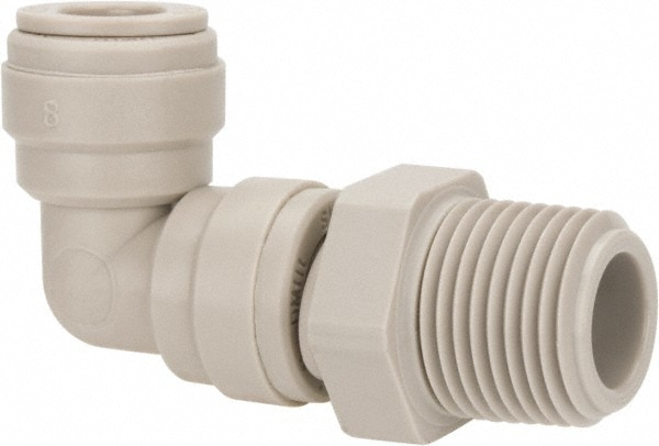 Push-To-Connect Tube Fitting: Male Swivel Elbow, 3/8" Thread, 5/16" OD