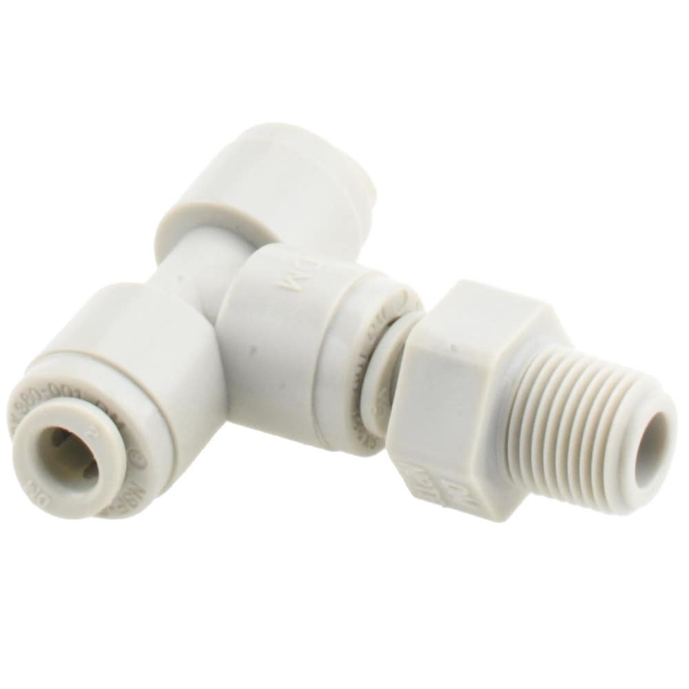 Push-To-Connect Tube Fitting: Male Swivel Branch Tee, 1/8" Thread, 3/16" OD