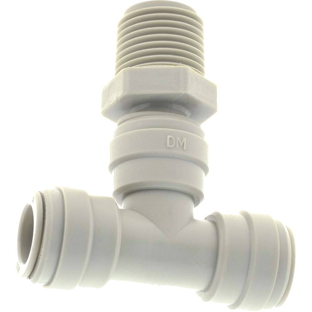 Push-To-Connect Tube Fitting: Male Swivel Branch Tee, 1/2" Thread, 1/2" OD