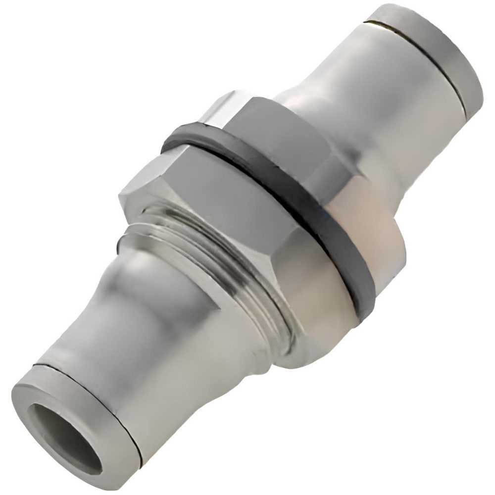 Push-To-Connect Tube to Tube Tube Fitting: Bulkhead Union, 1/4" OD