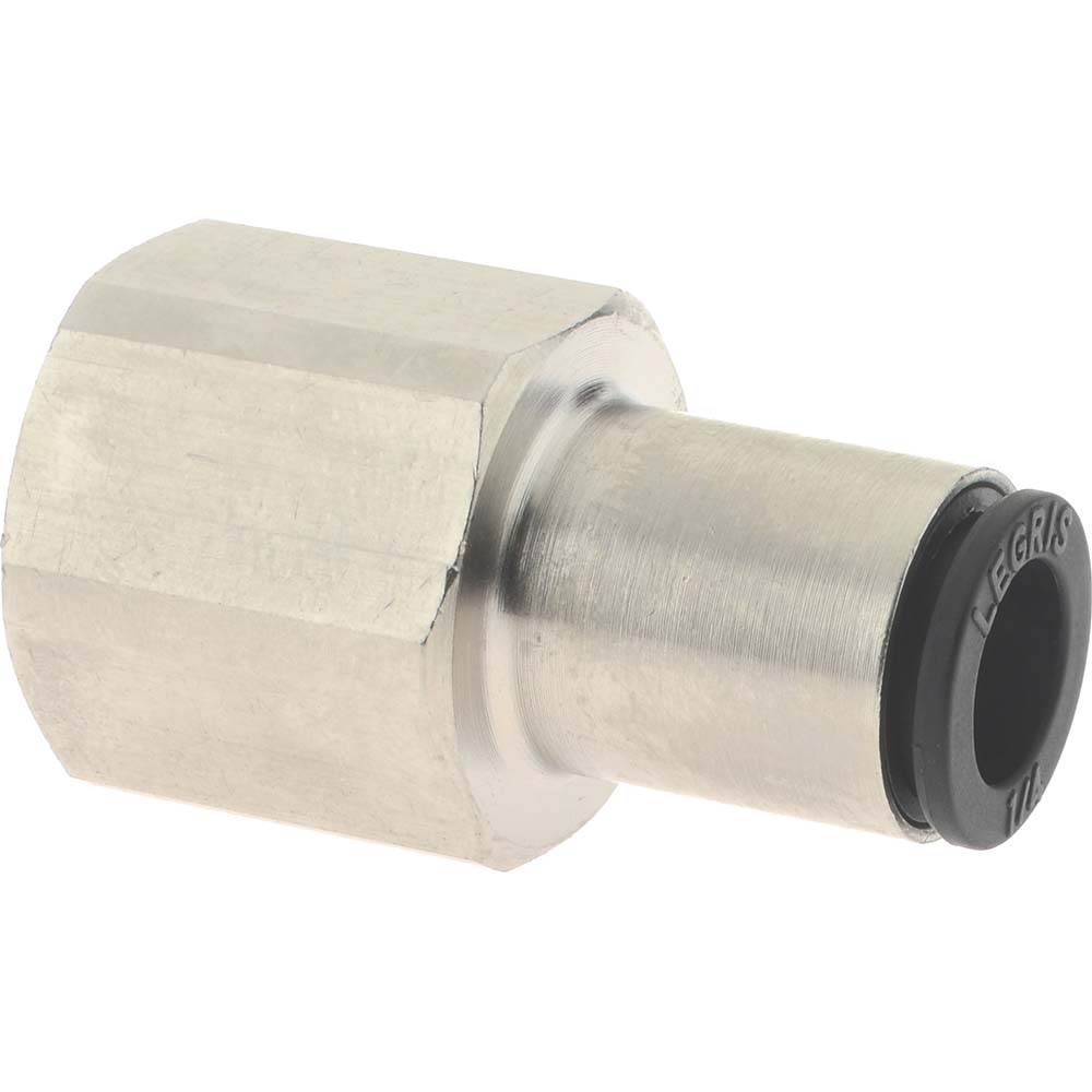 Push-to-Connect Push-to-Connect Fitting: Straight, NPT, 1/4" OD - Nickel-Plated Brass, 290 psi