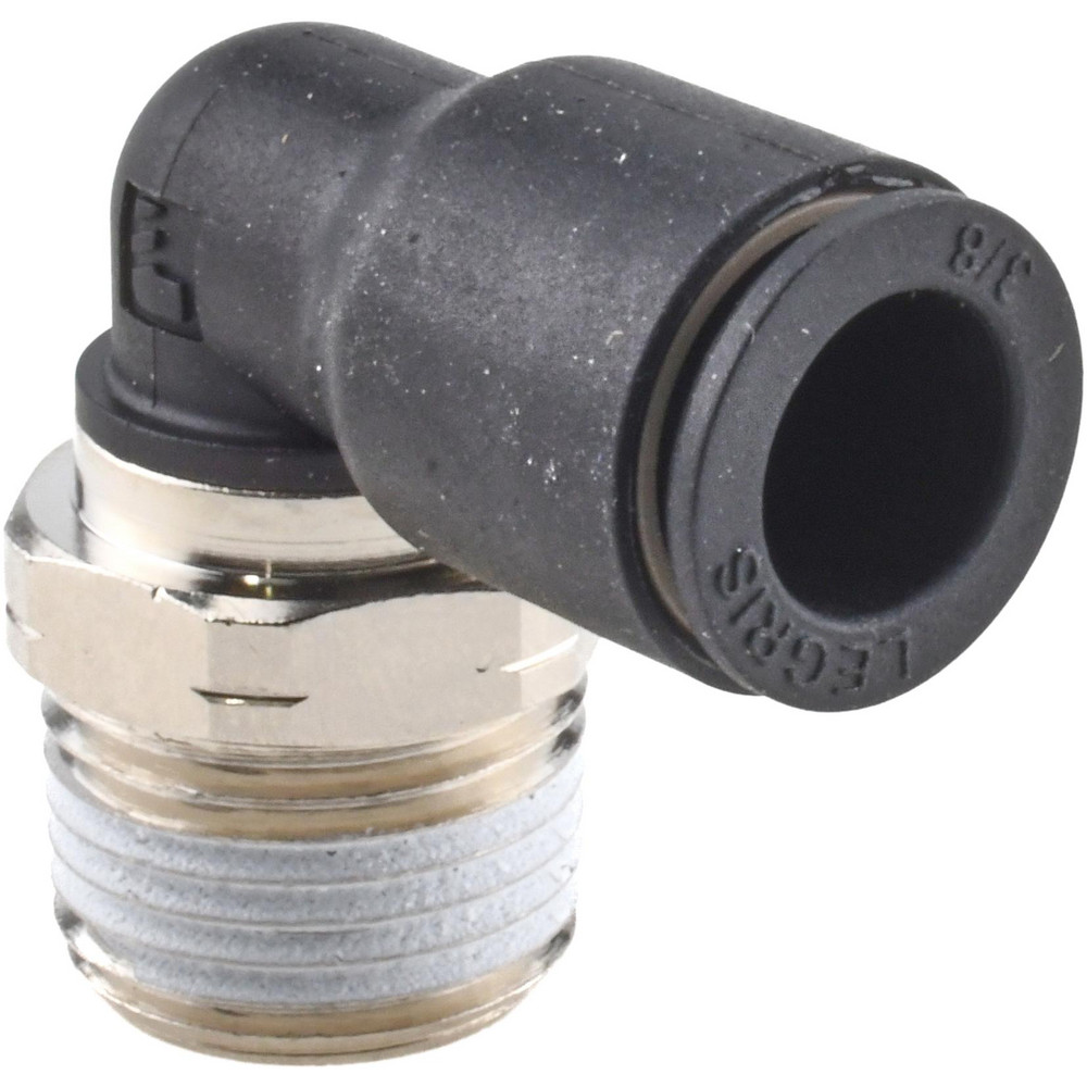 Push-to-Connect Tube Fitting: Male Elbow, 3/8" Thread, 3/8" OD