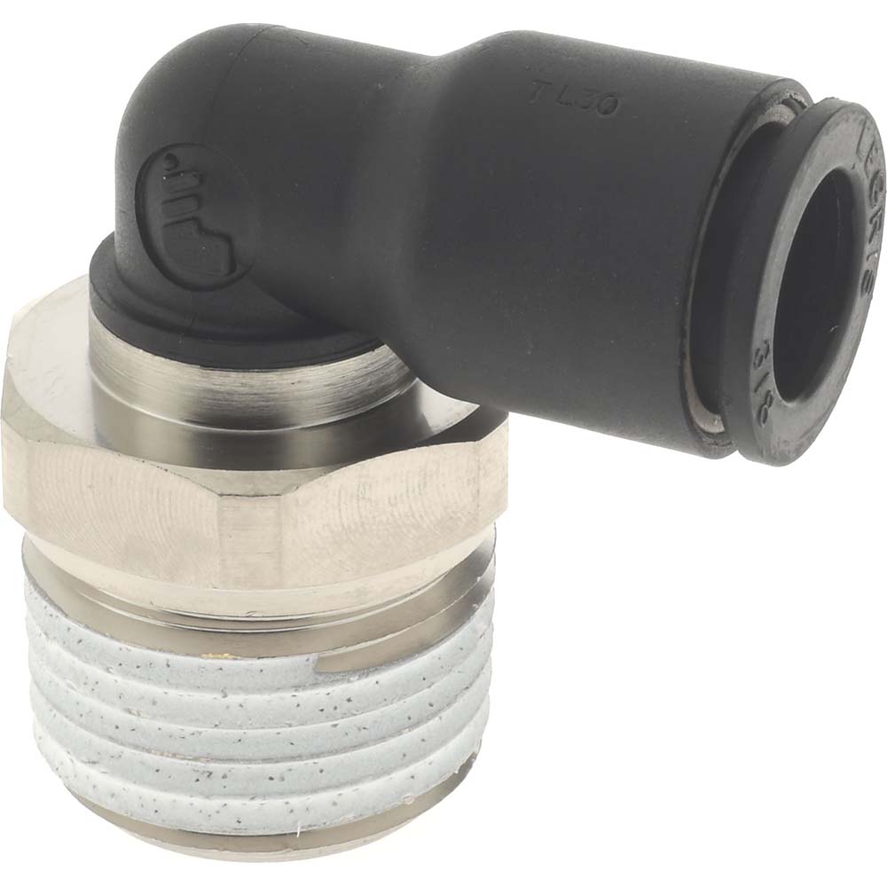 Push-To-Connect Tube Fitting: Male Elbow, 1/2" Thread, 3/8" OD