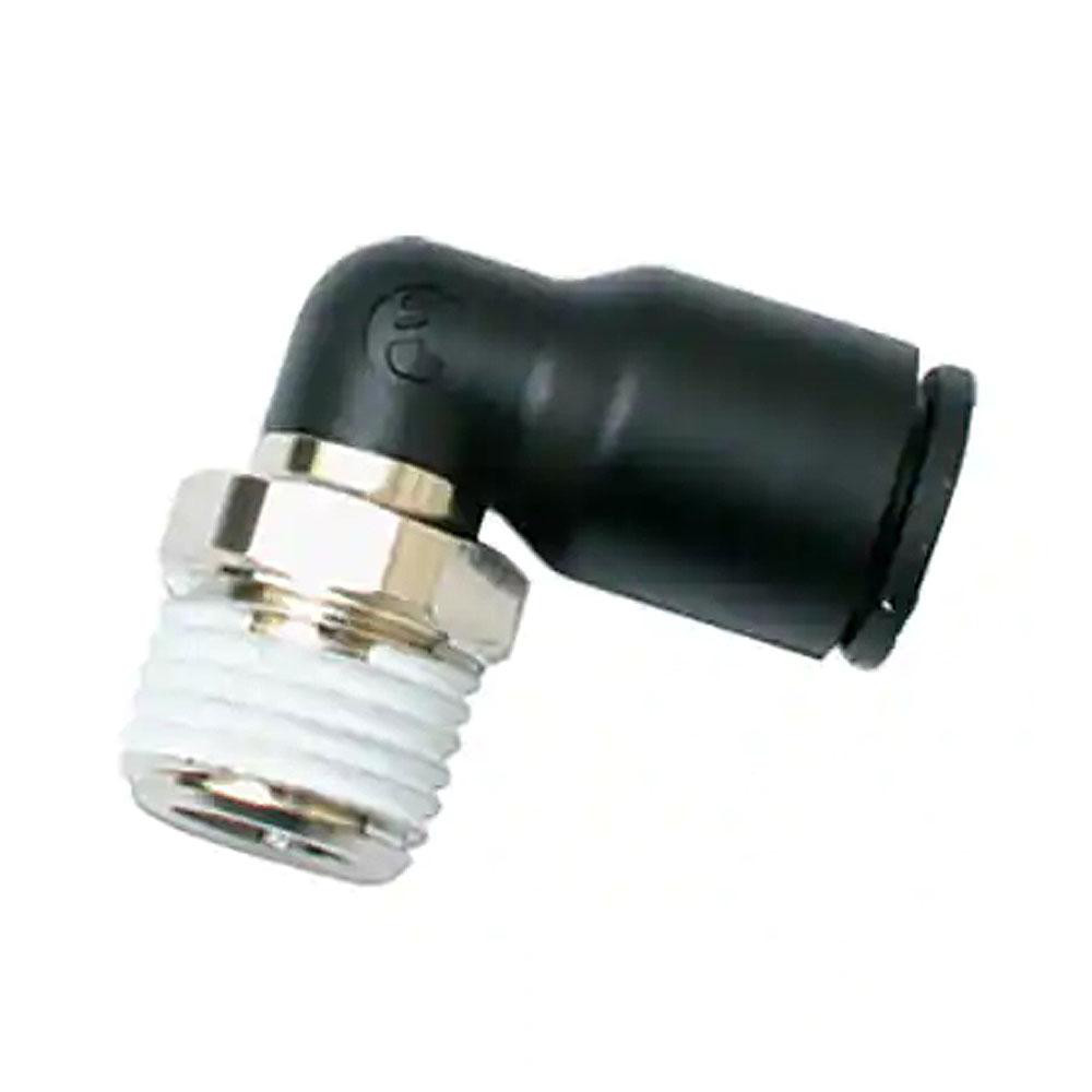 Push-To-Connect Tube Fitting: Male Elbow, 3/8" Thread, 1/2" OD