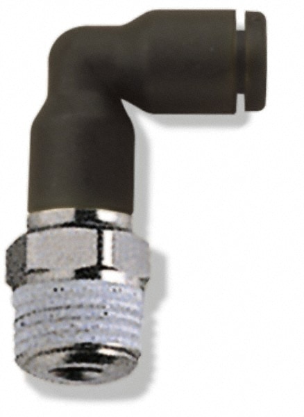 Push-To-Connect Tube to Male NPT Tube Fitting: Extended Male Elbow, 1/4" Thread, 5/32" OD