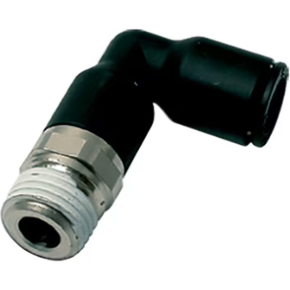 Push-To-Connect Tube to Male NPT Tube Fitting: Extended Male Elbow, 3/8" Thread, 3/8" OD